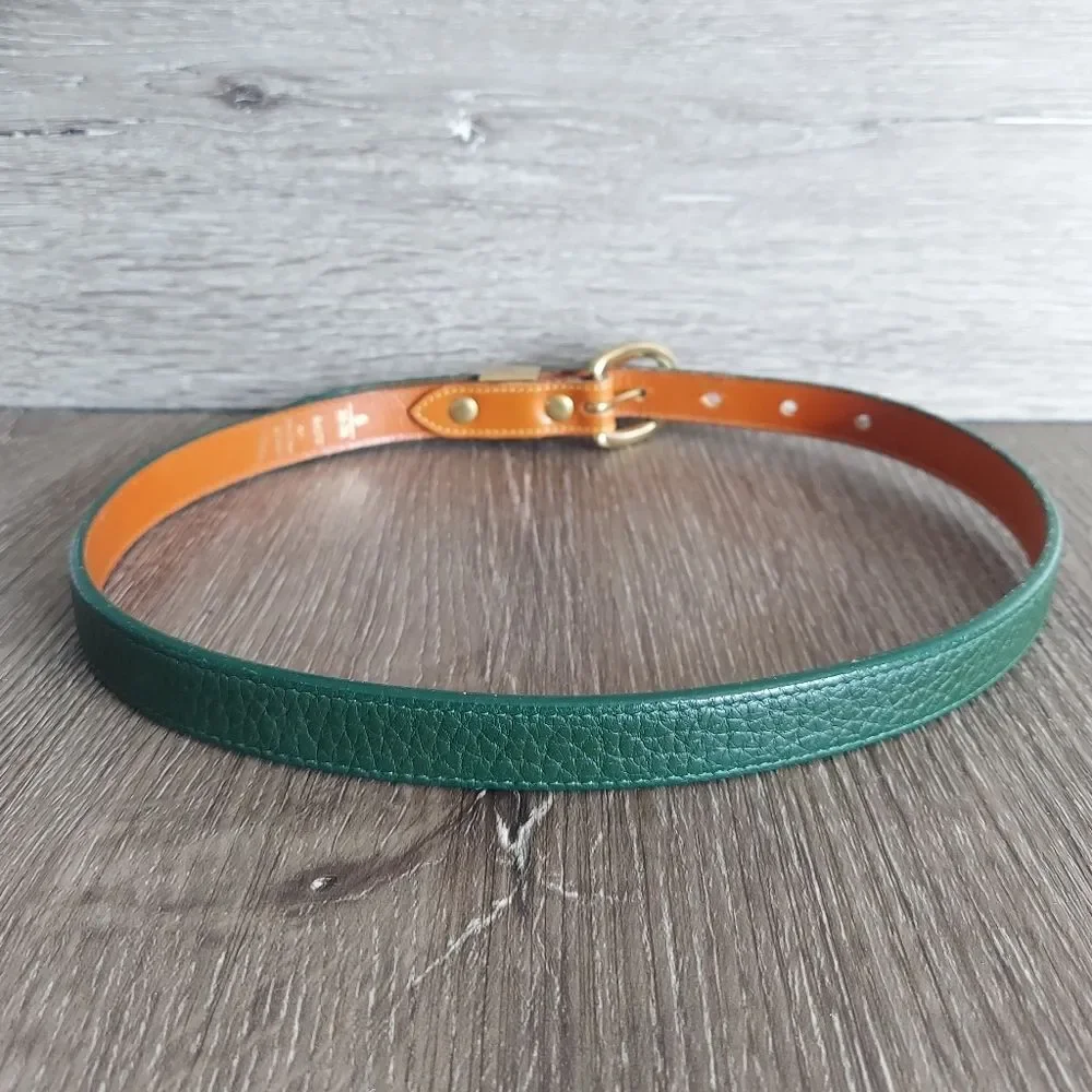 Vintage Dooney & Bourke Green Pebbled Skinny Belt Small 26-28